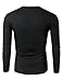 Doublju Mens Basic V-Neck Long Sleeve T-Shirt Black Large