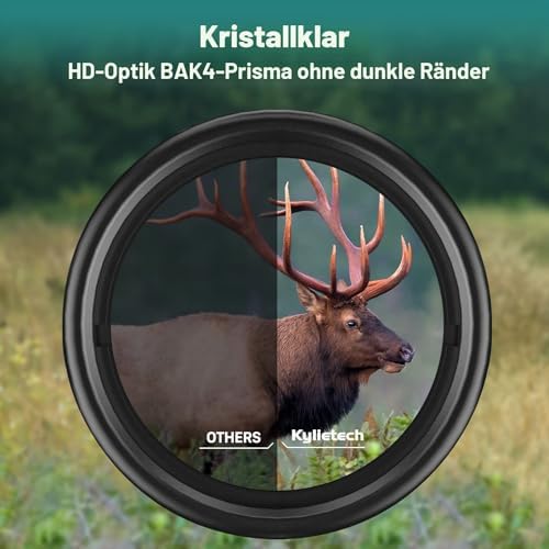 Fernglas 12x42 HD Kompakte Ferngläser wasserdicht für Vogelbeobachtung, Jagd, Wandern, Sightseeing, FMC-Linse Feldstecher inkl. Tragetasche, Tragegurt und Smartphone-Adapter