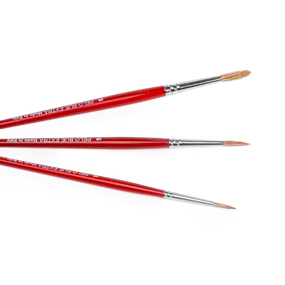 PENNELLIFICIO 2000 Brush Set, Animal Bristles (Ox Hair), red