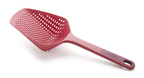 Joseph Joseph Scoop Colander Strainer Slotted Spoon, Large, Red