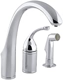 KOHLER K-10430-CP Forte Single Control Remote Valve Kitchen Sink Faucet with Sidespray and Lever Handle, Polished Chrome