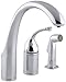 KOHLER K-10430-CP Forte Single Control Remote Valve Kitchen Sink Faucet with Sidespray and Lever Handle, Polished Chrome