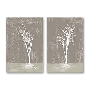 Canvas Wall Art Abstract Trees Pop-up Painting Artwork for Home Prints Framed - 16"x24" x 2 Panels