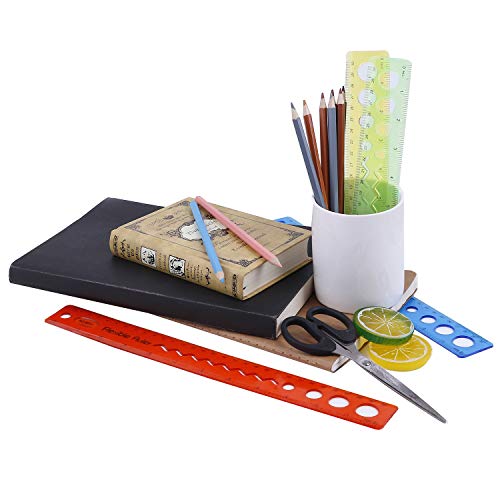 8 Pieces Shatterproof Flexiable Ruler 12in(30cm) Thick Durable Transparent Rulers Plastic Soft Straight Ruler Math Dual Side Rulers for Students, Teachers, School, Home, Office (4 Colors)