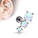 Pierced Owl - 16GA Stainless Steel Triple Synthetic Opal Ball Curved Top Barbell (White)
