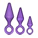 Blush Candy Rimmer Silicone Butt Plug Kit - Ultrasilk 3 Sizes Beginner Anal Training Set - Flexible Soft Tip (S, M, L) Prostate Massager Loop Handle Plugs - Women, Men, Couples Adult Sex Toy -(Purple)