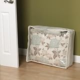 Household Essentials Blanket Storage Bag, Clear Vinyl with Natural Canvas Trim