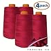 AK Trading 4-Pack RED All Purpose Sewing Thread Cones (6000 Yards Each) of High Tensile Polyester Thread Spools for Sewing, Quilting, Serger Machines, Overlock, Merrow & Hand Embroidery.