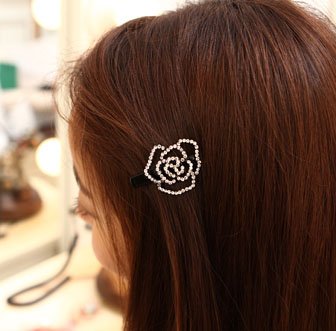 Meilliwish Rose Flower Alligator Hair Clip Hairpin(A30)(White)