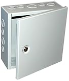 BUD Industries JBH-4960-KO Steel NEMA 1 Sheet Metal Box with Knockout and Hinged Cover, 10" Width x 10" Height x 4" Depth, Gray Finish (Misc.)
