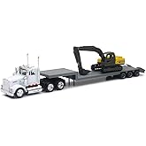 New-Ray 1:43 Scale Kenworth W900 Lowboy Trailer with Construction Excavator