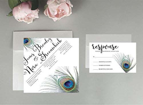SAMPLE Peacock wedding invitations, wedding invitations, peacock feather wedding invitations, wedding invitation package