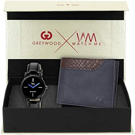 Watch Me X Greywood Men's Black Leather Wallet & Free Day Date Analog Watch Combo Gift Set WMC-002-GW-006