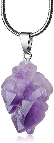 COAI Raw Amethyst Crystal Pendant Necklace 20"