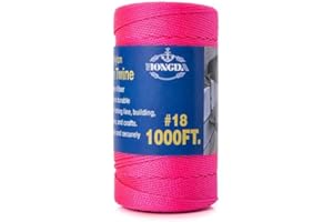HONGDA Mason Line, 1000 Feet #18 Braided Nylon Mason line String Perfect for Masonry Jobs and for The Layout of General Construction, Gardening, DIY Project, Fluorescent Pink