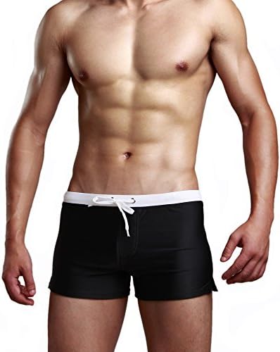 Swimsuit Men Swim Briefs Trunk Shorts Swimwear Square Leg Cut Boardshort w Pocket