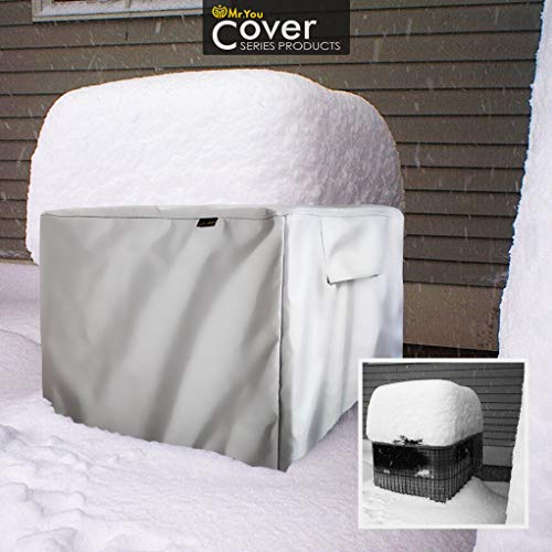 Mr.You Square Air Conditioner Cover Heavy Duty Waterproof Durable for Winter Outdoor 8 YR Warranty Year Around Protection Silver D26W27H28in