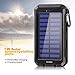 Solar Power Bank 10000mAh Solar Charger Waterproof Portable External Battery USB Charger Built in LED light with Compass for iPad iPhone Android Cellphones (Black)