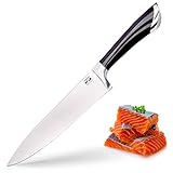 Chef Knife by Zollver, Well Balanced & Easy to Grip 8-Inch Kitchen Knife with Solid Ergonomic Handle & Protective Bolster. Forged Stainless Steel Blade is Sharp out of the Premium Gift Box