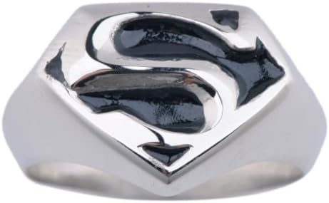 Hydia Steel Jewelry Superman Ring Stainless Steel Silver & Black