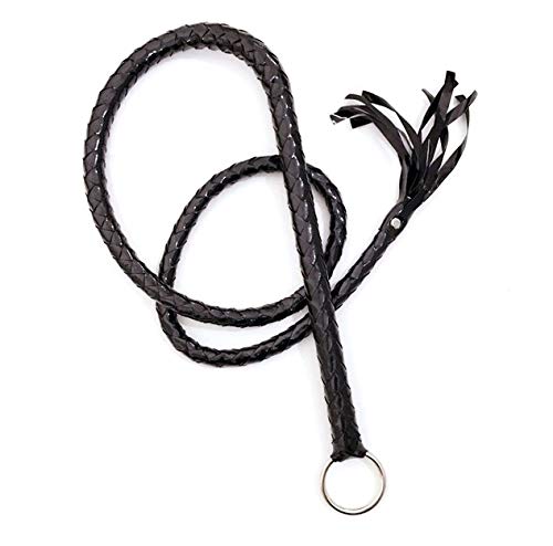 Eroticave Leather Bondage BDSM Long Whip Flogger, 4.5 ft, Black