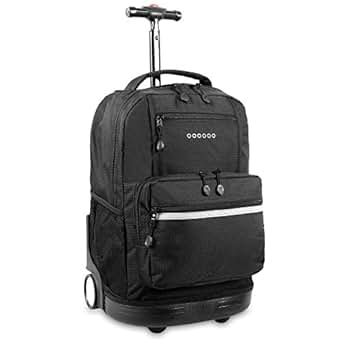 J World New York Sunset Rolling Backpack (Black) Casual