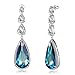Teardrop Earrings with Crystals Blue Green Big Gem Emerald for Unique Women Grandma Dainty Jewelry Anniversary Wife Birthday Lover Drop