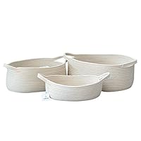 ICEBLUE HD Set of 3 Exquisite Natural Cotton Rope Soft Storage Bins Boxes Baskets