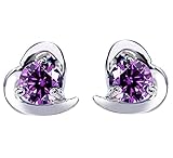 Yonger Fashion Simple Earring Women Lady Pearl Purple Heart Crystal Jewelry Stud Gift Silver Stud Jewelry Accessories