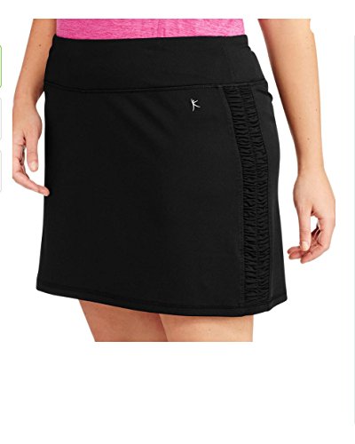 Womens Plus-size Performance Drawstring Skort w/ Ruched Siding Activewear (4X, Black)