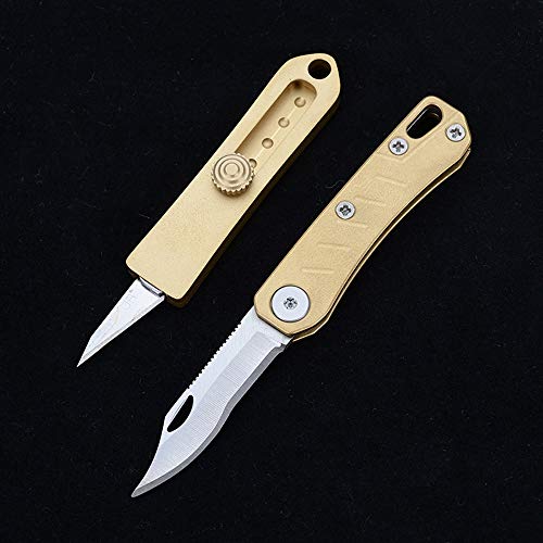 SZHOWORLD Mini Brass Keychain Knife, Compact Folding Pocket Knife, Mini