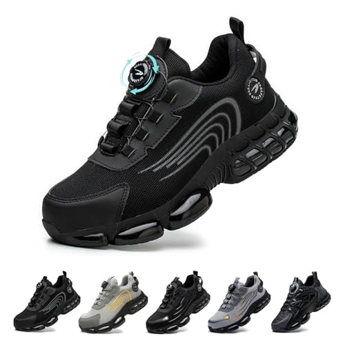 Gugifcto Safety Shoes Men Women Fashion Sneakers Non-slip Lightweight Breathable Comfortable Quick Release Safety Shoes with Steel Toe Cap 36-48 EU 36-48 EU