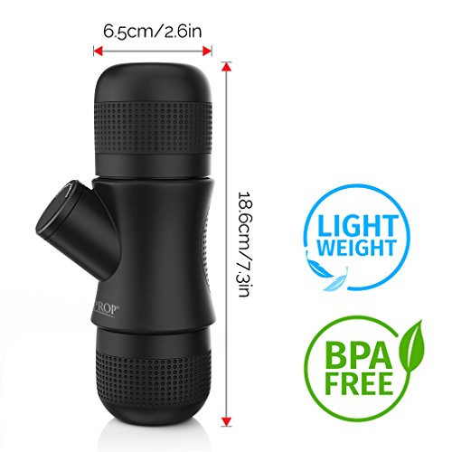 Minipresso KitchenPROP Mini Portable Handheld Espresso Coffee Maker with Carrying Bag-Portable for Home,Office,Travel,Outdoor,BLACK