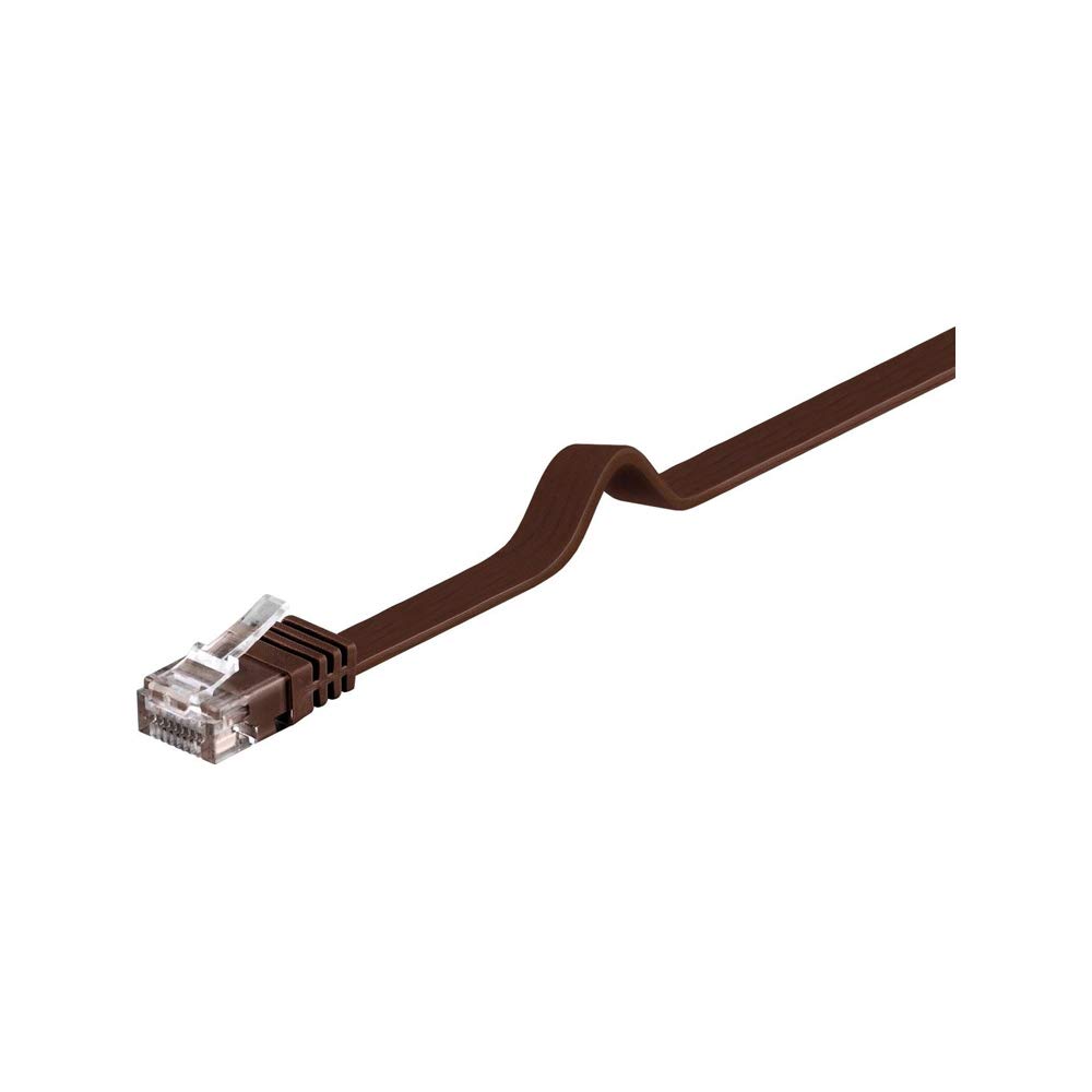 Goobay 95894 CAT 6 Flat-Patch Cable, U/UTP, Dark Brown, 2 m Length