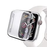 Tech Express Built in Clear Screen Protector Case for Apple Watch Series 4 [iWatch Cover] 40mm, 44mm Snap On Rugged Shockproof Protective Bumper Hard PC (40mm)