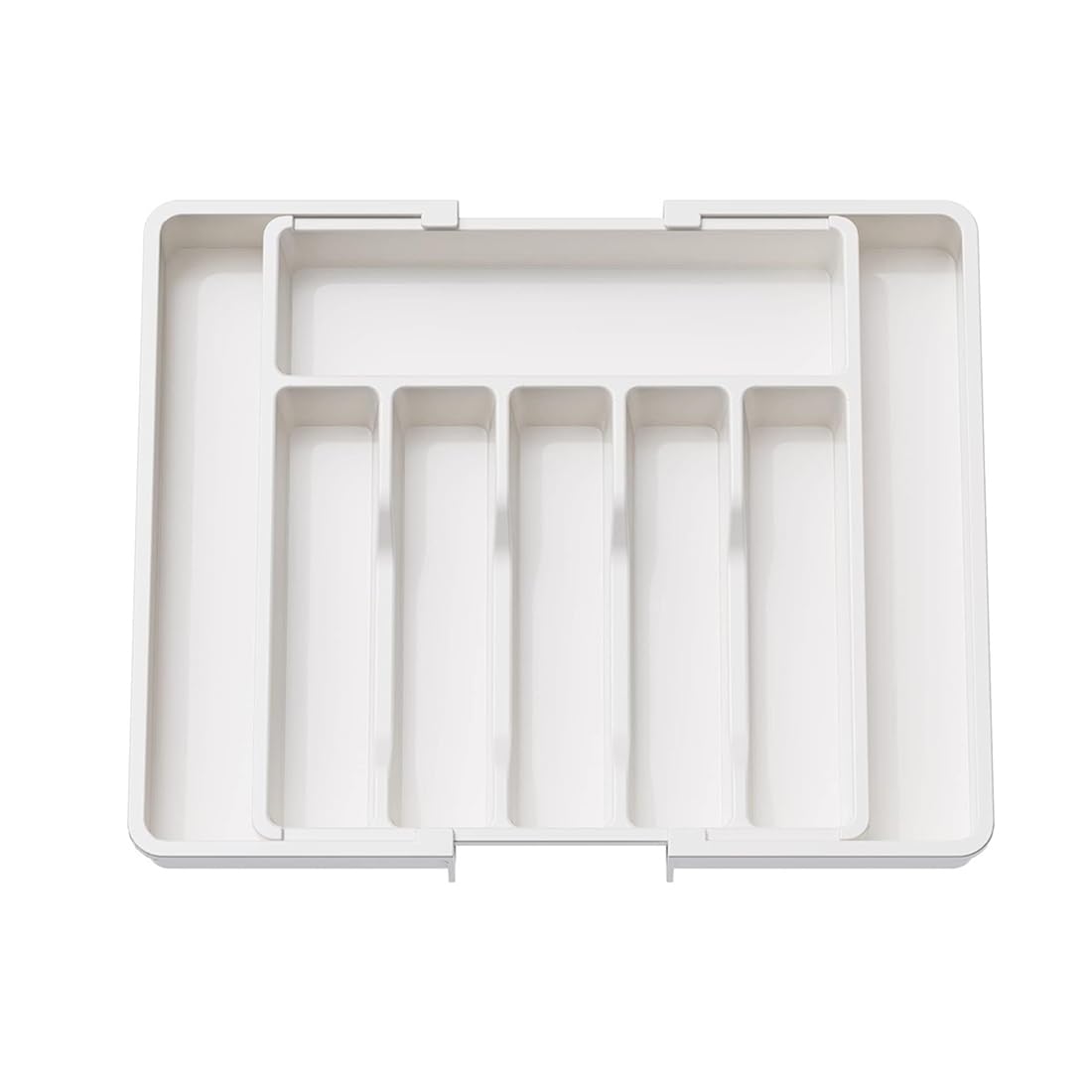 XIANTIAN Cutlery Drawer Organiser, Expandable Drawer Organiser ，Tray with 6-8 Compartment Holders, 33-57 x 38 x 5 cm (white)