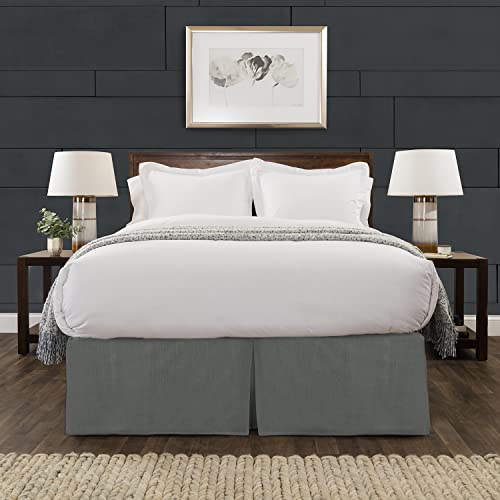 Tailored Velvet Bed Skirt with Split Corner 21 inch Drop Full , Grey