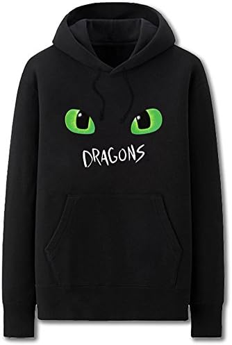 Estory Dragon Eye Thick Hoodie Sweatshirt Black - M