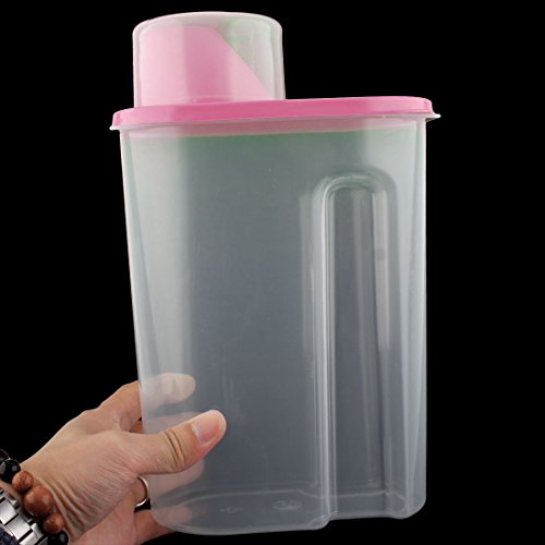 uxcell Plastic Household Kitchen Cereal Grain Bean Rice Food Storage Container Box Case 2.5L Pink Clear