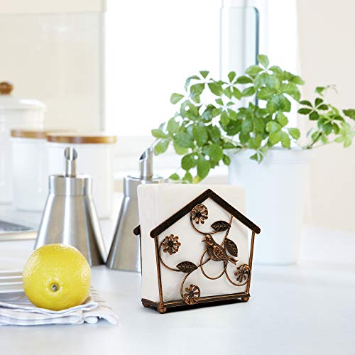 LotFancy Napkin Holder for Tables, Upright Paper Napkin Dispenser Stand for Kitchen, Indoor, Outdoor, Bird & Flower Design