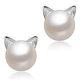 WRISTCHIE Cat Ear Stud Earrings Freshwater Cultured