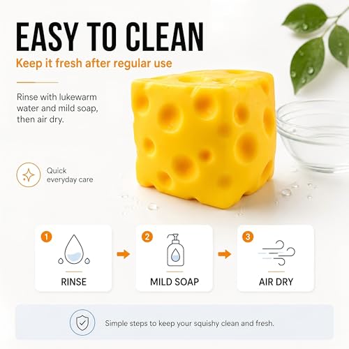 Plimto Giant Cheese Squishy Toy, 10cm Jumbo Slow Rising Stress Ball, 400g TPR Outer Layer with EVA Foam Filling, Soft Sensory Fidget Toy for Kids, Teens & Adults, Novelty Desk Decor and Gift