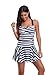 Leoparts Women's Stripe Swimwear Crossover One Piece Swimdress Skirted Swimsuit with Boyshort