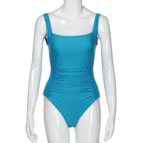 Kehen Women's Solid Color One Piece Monoki Bathing Suit Ruched Tummy Control Swimsuit Sexy Backless Swimwear (Dark Blue,XXX-Large)