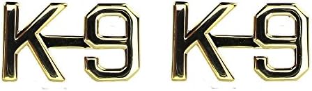 K-9 K9 Canine Unit Police Dog Officer Uniform Collar Pins Brass Insignia Gold Finish 1/2" Pair (2 Included!)