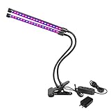 Dual Head LED Grow Lamp, Pathonor 3 Level Red&Blue Weatherproof 18W Adjustable Clip Desk Grow Light Flexible Gooseneck 360 Degree for Indoor Plants Hydroponic Garden Greenhouse and Office