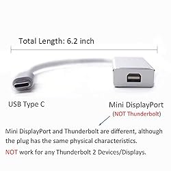 Amiroko USB-C to Mini DisplayPort Adapter, USB 3.1