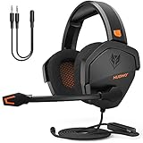 Gaming Headset NUBOW Gaming Headphones for Xbox One PS4 PC Stereo Surround Noise Cancelling Over Ear Gaming Headphones with Mic, Bass Surround Soft Memory Earmuffs for Computer Laptop Switch Games.