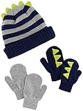 Simple Joys by Carter's Boys' Hat and Mitten Set, Stripe, 12-24 Months