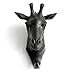HERNGEE Giraffe Head Single Wall Hook/Hanger Animal Shaped Coat Hat Hook Heavy Duty, Rustic Decorative Gift, Black